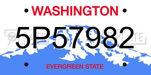 5P57982 Washington License Plate