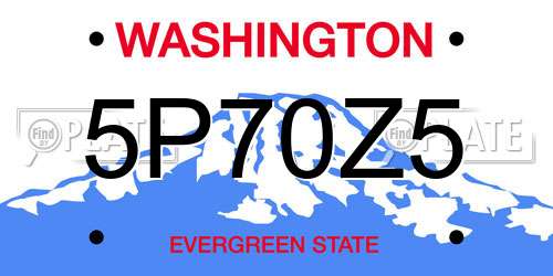 5P70Z5 Washington License Plate