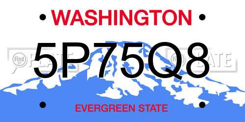 5P75Q8 Washington License Plate