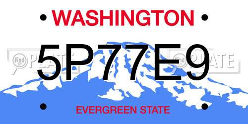 5P77E9 Washington License Plate