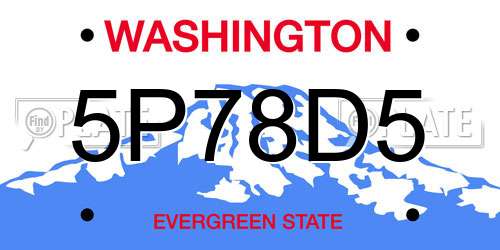 5P78D5 Washington License Plate