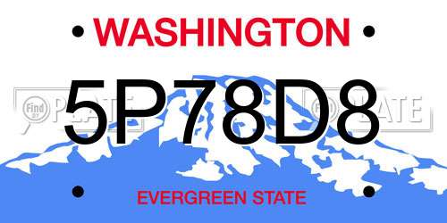 5P78D8 Washington License Plate