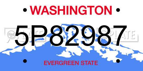 5P82987 Washington License Plate