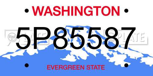 5P85587 Washington License Plate