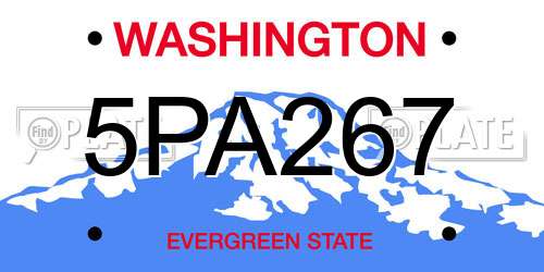5PA267 Washington License Plate