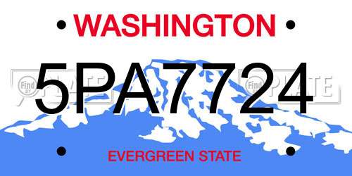 5PA7724 Washington License Plate