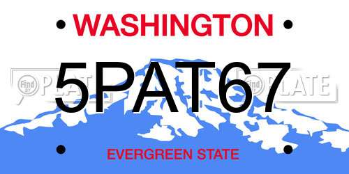 5PAT67 Washington License Plate
