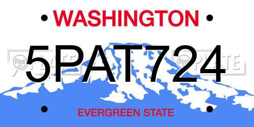 5PAT724 Washington License Plate
