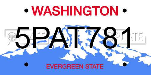 5PAT781 Washington License Plate