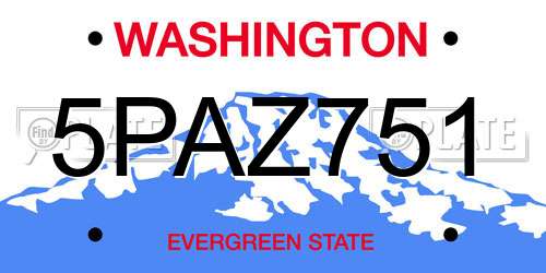 5PAZ751 Washington License Plate