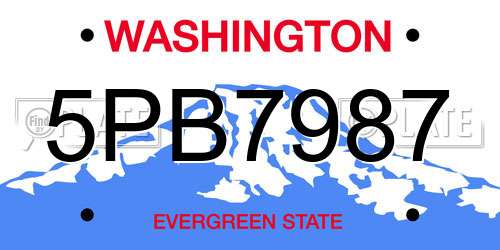 5PB7987 Washington License Plate