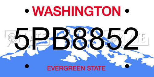 5PB8852 Washington License Plate