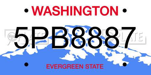 5PB8887 Washington License Plate