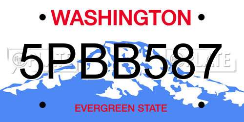 5PBB587 Washington License Plate