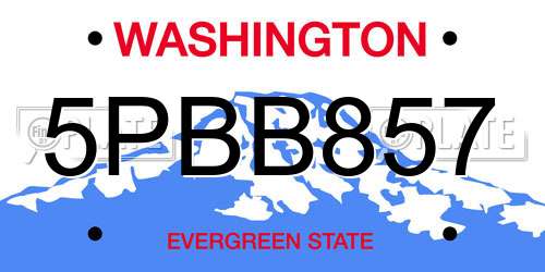 5PBB857 Washington License Plate