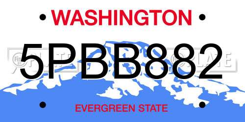 5PBB882 Washington License Plate