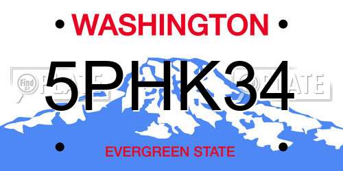 5PHK34 Washington License Plate