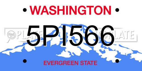 5PI566 Washington License Plate