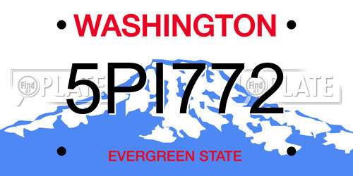 5PI772 Washington License Plate