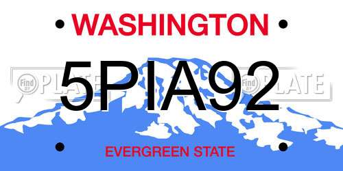 5PIA92 Washington License Plate