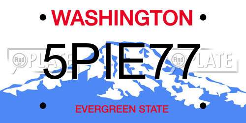 5PIE77 Washington License Plate