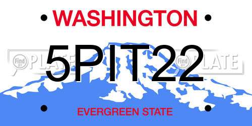 5PIT22 Washington License Plate