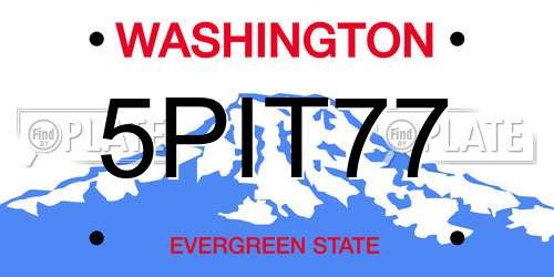 5PIT77 Washington License Plate