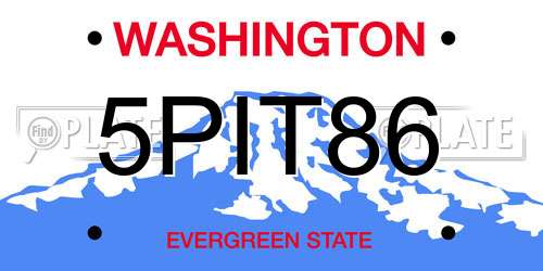 5PIT86 Washington License Plate