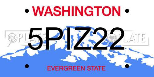5PIZ22 Washington License Plate