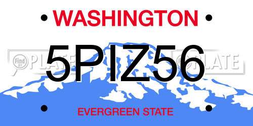 5PIZ56 Washington License Plate