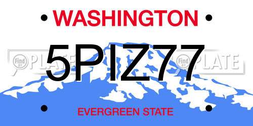 5PIZ77 Washington License Plate