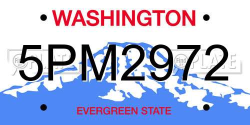 5PM2972 Washington License Plate