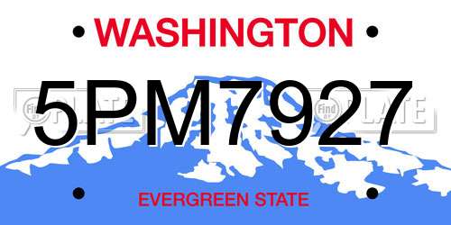 5PM7927 Washington License Plate