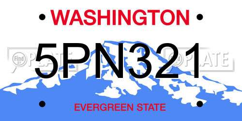 5PN321 Washington License Plate
