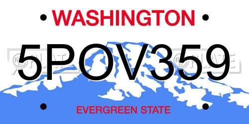 5POV359 Washington License Plate