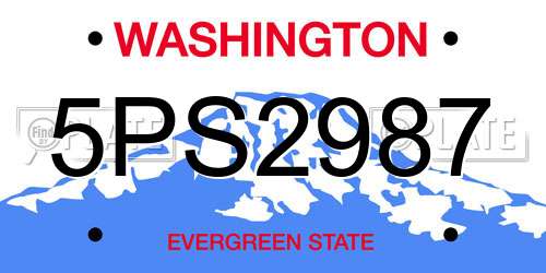 5PS2987 Washington License Plate