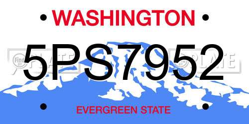 5PS7952 Washington License Plate