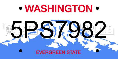 5PS7982 Washington License Plate