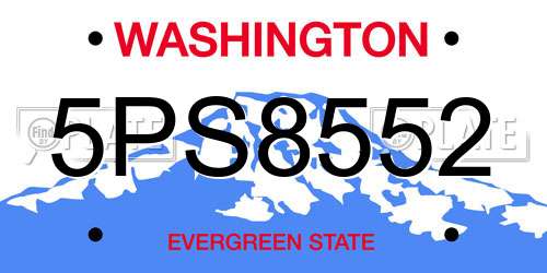 5PS8552 Washington License Plate