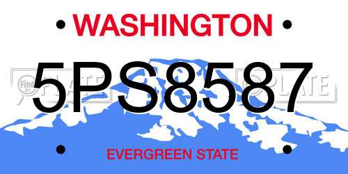 5PS8587 Washington License Plate