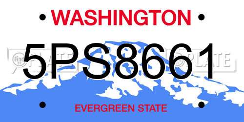 5PS8661 Washington License Plate