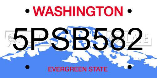 5PSB582 Washington License Plate