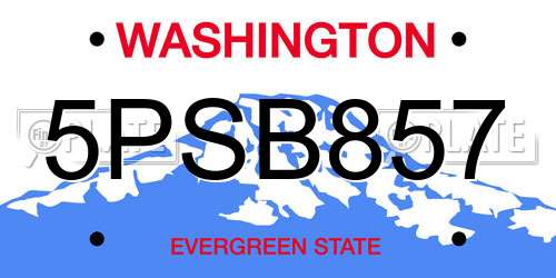 5PSB857 Washington License Plate