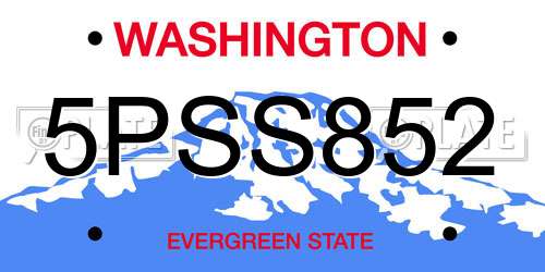 5PSS852 Washington License Plate