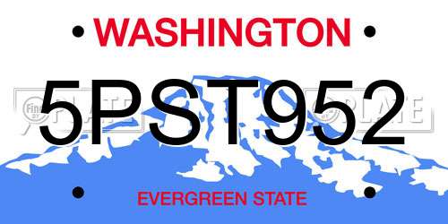 5PST952 Washington License Plate