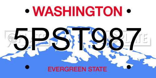 5PST987 Washington License Plate