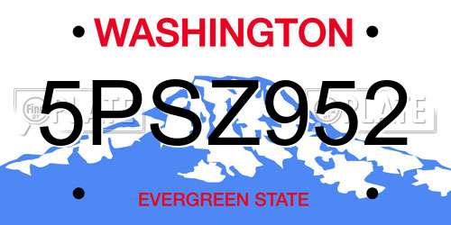 5PSZ952 Washington License Plate