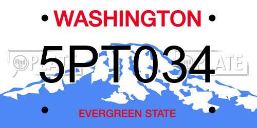 5PT034 Washington License Plate
