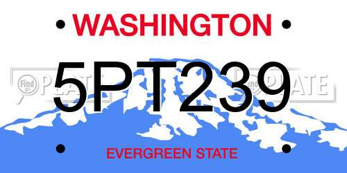 5PT239 Washington License Plate