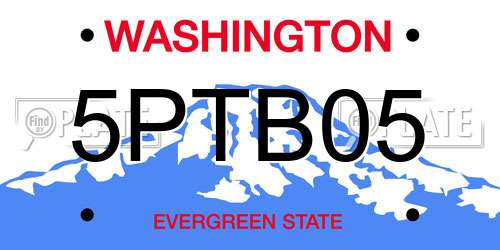 5PTB05 Washington License Plate